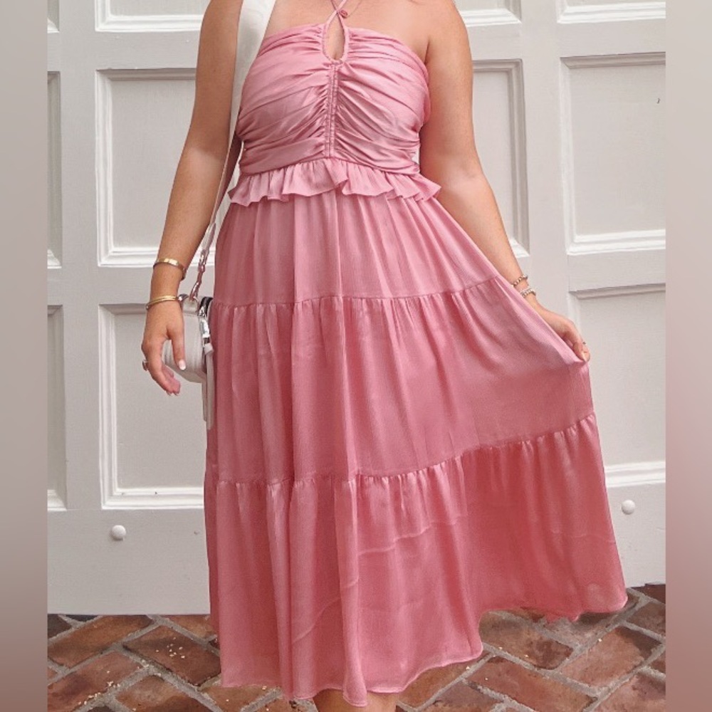 Light Rose Pink Midi Dress